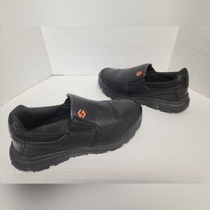 Hisea Black Slip On Leather Non Slip Work Loafers Water Resistant Mens 8